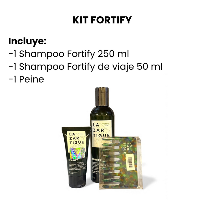 Kit Lazartigue Shampoo Fortify + Shampoo de viaje + Peine