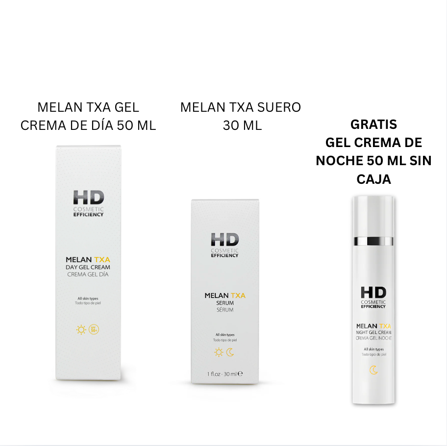 Kit Melan TXA Gel Crema de Día 50 ml  +Serum 30 ml +Gel Crema de Noche 50 ml de regalo