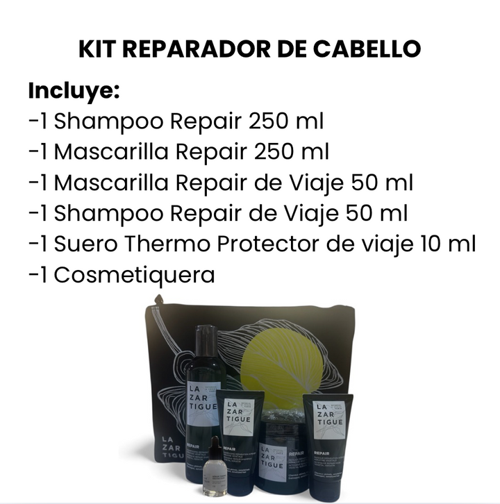 Kit Reparador de Cabello Lazartigue | Shampoo Repair + Mascarilla Repair + Regalos