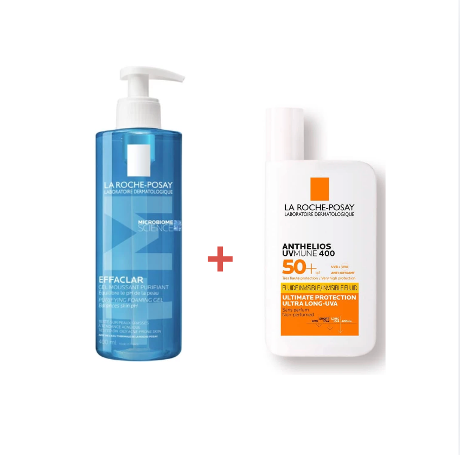 La Roche Posay Effaclar Gel Limpiador M+ + Anthelios Invisible Fluid