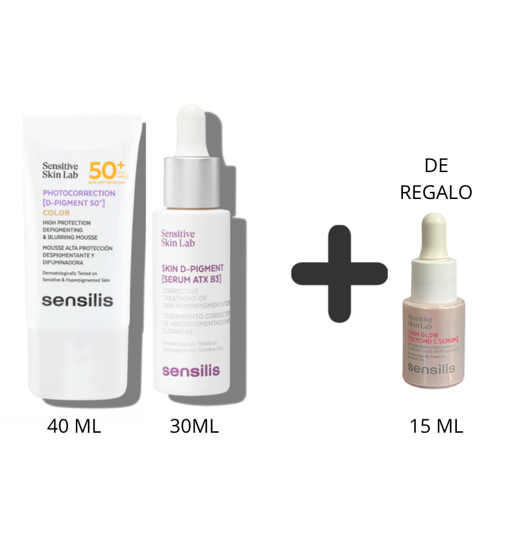 Kit Sensilis Photocorrection D-pigment Spf50+ Color+Skin D-Pigment [Serum ATX B3] +(Skin Glow [Beyond C Serum]DE REGALO)