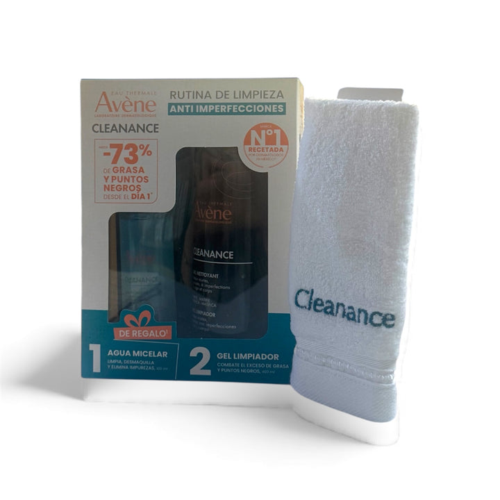 Kit Avène Cleanance Gel Piel Grasa De 400ml + Agua Micelar 100 ml+ Toalla