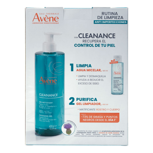 Kit Avène Cleanance Gel Piel Grasa De 400ml + Agua Micelar 100 ml
