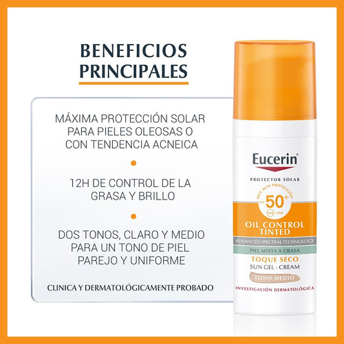 Eucerin Oil Control Tono Medio Protector Solar Crema-gel